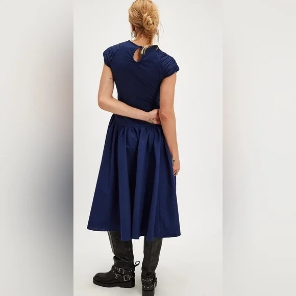 NWOT Free People, Afternoon Elegance Midi Dress, Various Sizes in Indigo Pura - Picture 3 of 9